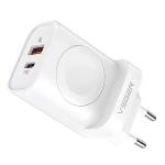 VEGER Caricabatterie USB A + Tipo C + induttivo compatibile con Apple Watch PD QC3.0 3A 25W W002E bianco