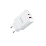 VEGER Caricabatterie di rete USB A + Tipo C PD QC3.0 3A 30W VLS302U bianco