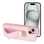 LEATHER Case Kickstand per IPHONE 15 PLUS rosa