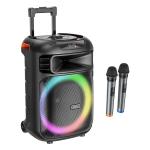 HOCO wireless speaker dancer outdoor karaoke + 2x wireless microphone LED Winner HA5 black (+ FBT, TF, USB, AUX)