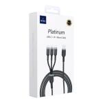 WiWU - Cavo USB serie Platinum Wi-C014 3in1 da USB A a USB C, Micro USB, Lightning 3.1A 1.2m - nero