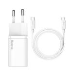 BASEUS charger Type C + cable Type C to Type C PD QC3.0 3A 25W TZCCSUP-L02 white