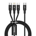 BASEUS Cavo 3-in-1 da Micro USB / Lightning / Tipo C 20W CAMLT-SC01 1,5 m nero