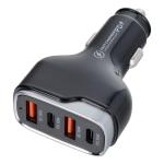 Caricabatterie da auto 2 x USB A + 2 x Tipo C PD QC3.0 6A 66W CC53-2A2C nero